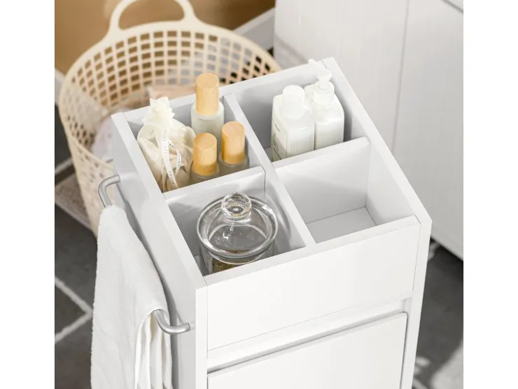SoBuy Badezimmerschrank Badschrank mit 3 Schubladen und 4 Fächern 33x90x30cm Weiß BZR29-W