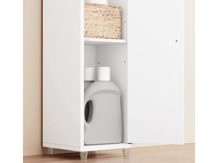 SoBuy Badezimmerschrank Hochschrank Badregal mit 6 Einlegeböden 20x180x20cm BZR34-II-W* Regal Weiß