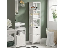 SoBuy Badezimmerschrank Hochschrank mit 2 Körben Badregal 30x144x30cm Weiß FRG126-W