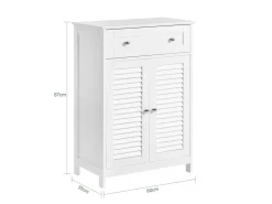 SoBuy Badezimmerschrank Sideboard mit Schublade und Lamellentüren 60x87x35cm Weiß FRG238-W