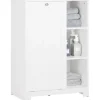 SoBuy Badschrank mit ausklappbarem Wäschesack Holz Weiß BZR105-W