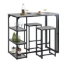 SoBuy Bartisch mit 2 Stühlen Esszimmer MDF Metall Grau OGT43-HG