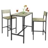 SoBuy Bartisch Set mit 2 Barhockern Holz Metall Natur Schwarz OGT03-N* Möbelserien
