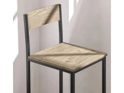 SoBuy Bartisch Set mit 2 Barhockern Holz Metall Natur Schwarz OGT03-N* Möbelserien