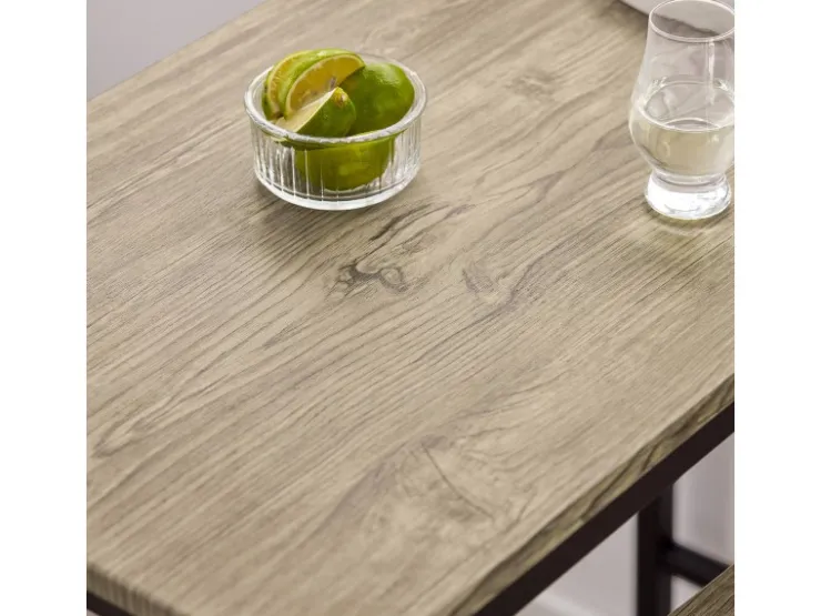 SoBuy Bartisch Set mit 2 Barhockern Holz Metall Natur Schwarz OGT03-N* Möbelserien