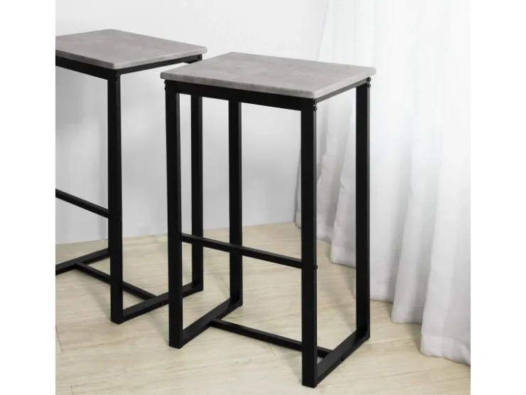 SoBuy Bartisch Set 5-teilig Essgruppe Esstisch mit 4 Hockern Grau-Schwarz OGT15-HG