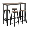 SoBuy Bartisch Set 5-teilig Essgruppe Esstisch mit 4 Hockern Braun-Schwarz OGT22-SCH
