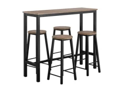 SoBuy Bartisch Set 5-teilig Essgruppe Esstisch mit 4 Hockern Braun-Schwarz OGT22-SCH