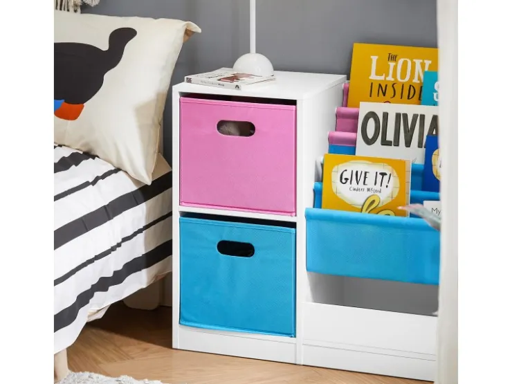 SoBuy Bücherregal Kinderregal mit Boxen Aufbewahrungsregal Weiß KMB76-F* Bücherregale