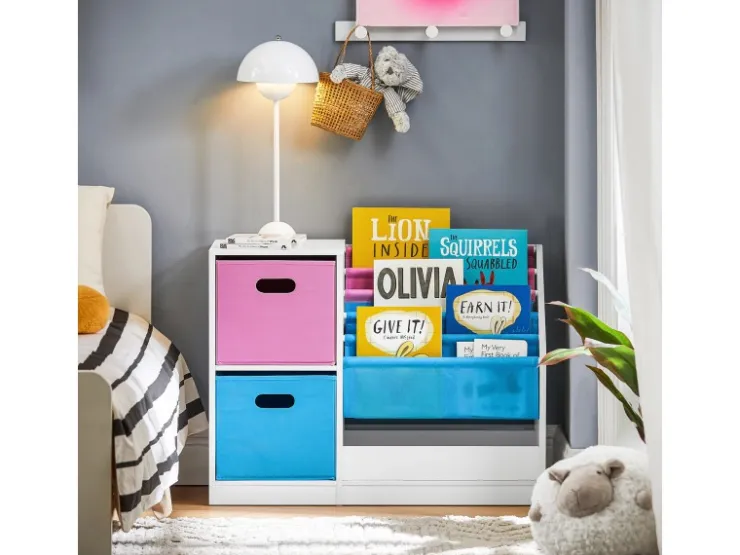 SoBuy Bücherregal Kinderregal mit Boxen Aufbewahrungsregal Weiß KMB76-F* Bücherregale