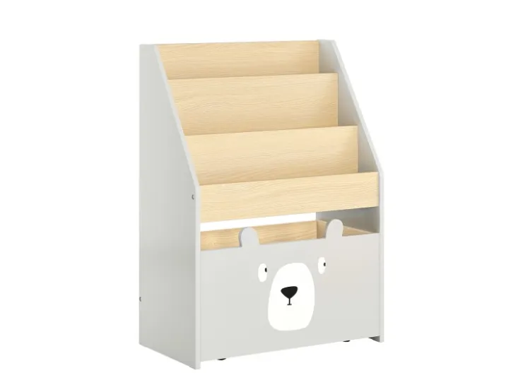SoBuy Bücherregal Kinderregal mit 3 Ablagefächern und 1 Spielzeugtruhe KMB104-HG* Aufbewahrung