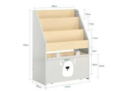 SoBuy Bücherregal Kinderregal mit 3 Ablagefächern und 1 Spielzeugtruhe KMB104-HG* Aufbewahrung