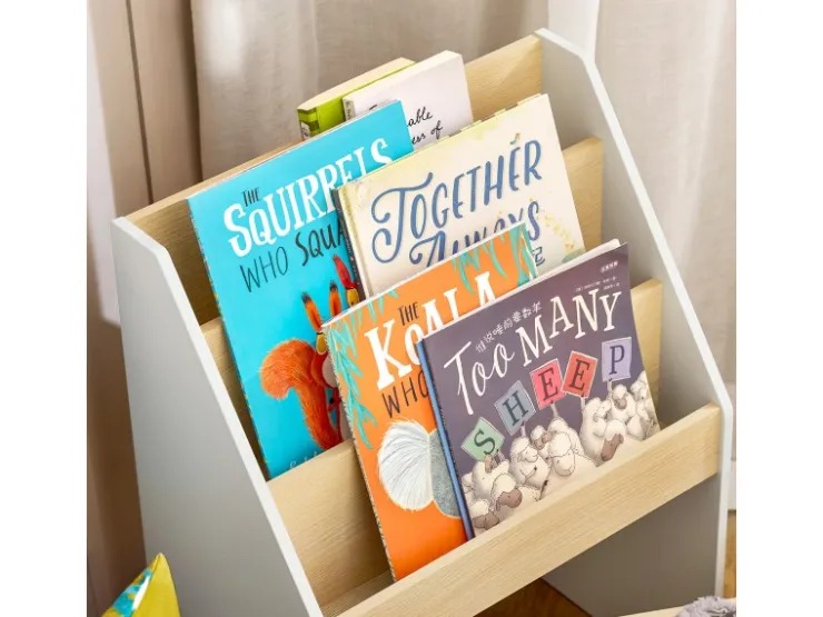 SoBuy Bücherregal Kinderregal mit 3 Ablagefächern und 1 Spielzeugtruhe KMB104-HG* Aufbewahrung
