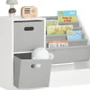 SoBuy Bücherregal Kinderregal mit Boxen Aufbewahrungsregal Weiß KMB76-W