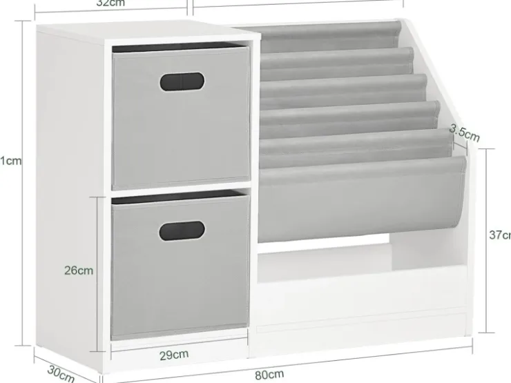 SoBuy Bücherregal Kinderregal mit Boxen Aufbewahrungsregal Weiß KMB76-W