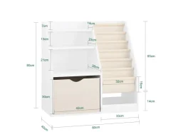 SoBuy Bücherregal Kinderregal mit Stofftaschen und 3 Regale Weiß 80x80x40cm KMB119-W* Regal Weiß|Bücherregale