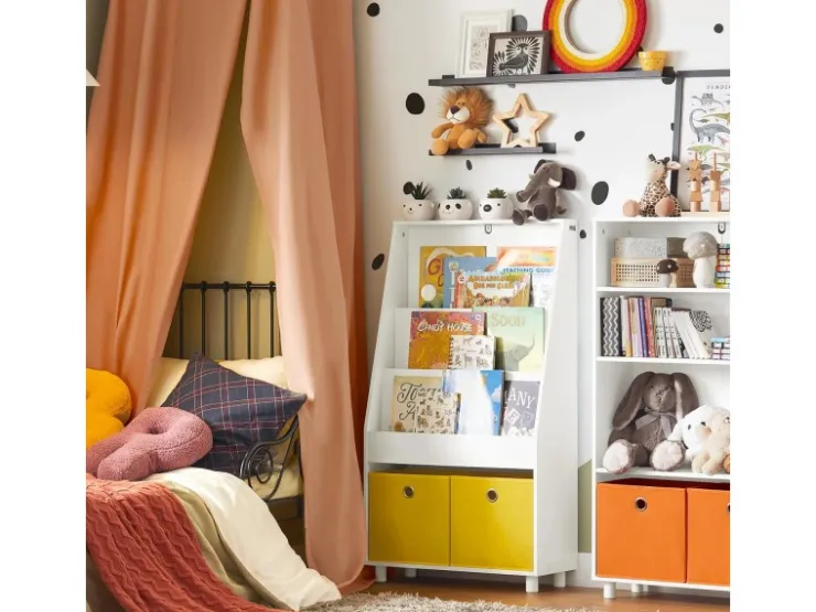SoBuy Bücherregal Kinderregal mit 2 Boxen Aufbewahrungsregal Weiß KMB69-W