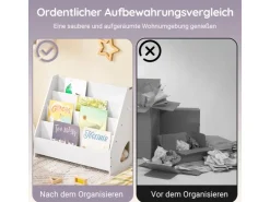 SoBuy Bücherregal Kinderregal mit 4 Offenen Fächer und 1 Ablagefächern KMB32-K-W* Regal Weiß|Aufbewahrung