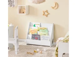 SoBuy Bücherregal Kinderregal mit 4 Offenen Fächer und 1 Ablagefächern KMB32-K-W* Regal Weiß|Aufbewahrung