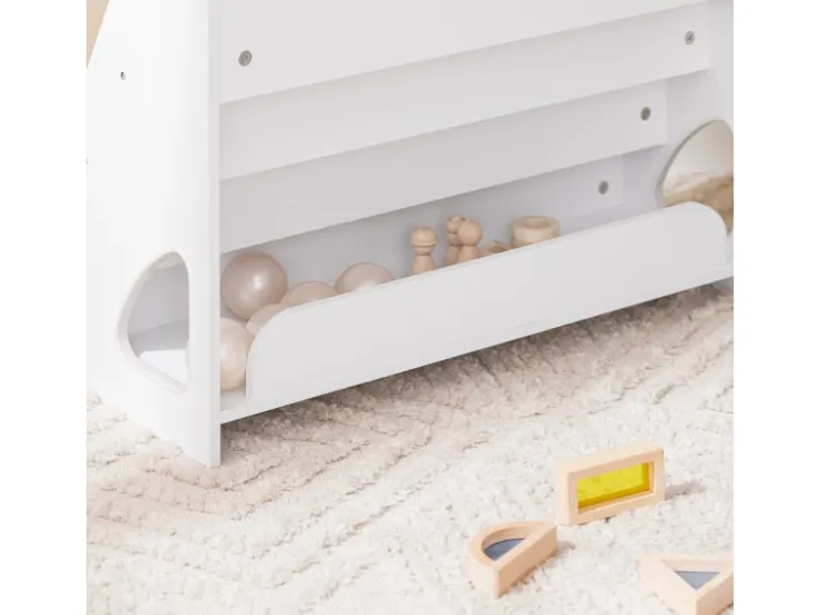 SoBuy Bücherregal Kinderregal mit 4 Offenen Fächer und 1 Ablagefächern KMB32-K-W* Regal Weiß|Aufbewahrung