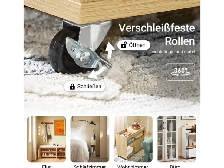 SoBuy Beistelltisch Couchtisch mit Rollen Druckertisch Aktenschrank FBT152-N* Tische