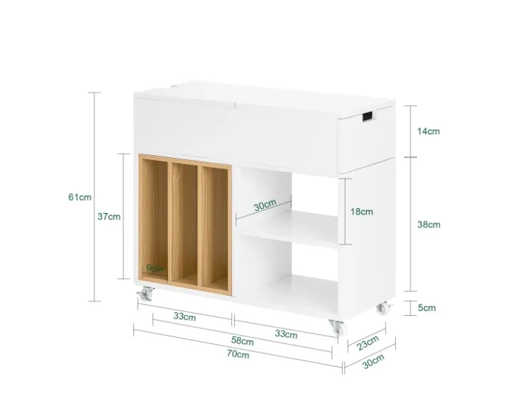 SoBuy Beistelltisch Druckertisch mit Rollen Couchtisch Aktenschrank FBT134-W* Tische