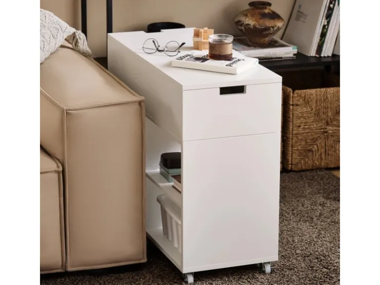 SoBuy Beistelltisch Druckertisch mit Rollen Couchtisch Aktenschrank FBT134-W* Tische