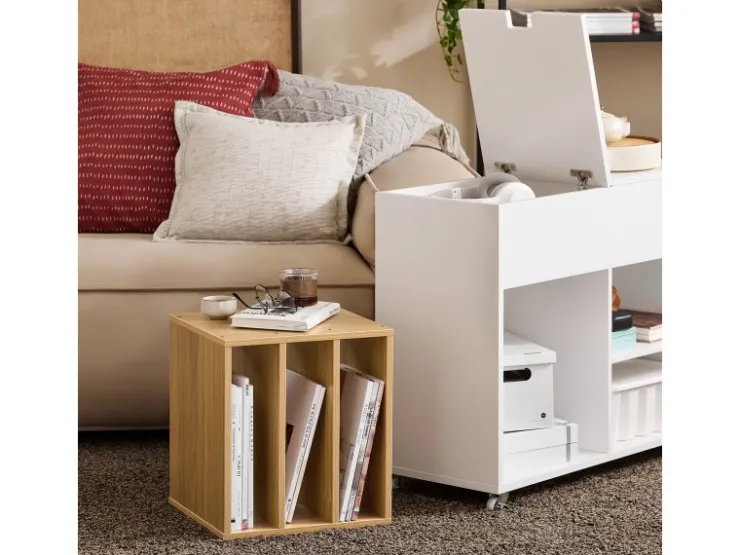 SoBuy Beistelltisch Druckertisch mit Rollen Couchtisch Aktenschrank FBT134-W* Tische