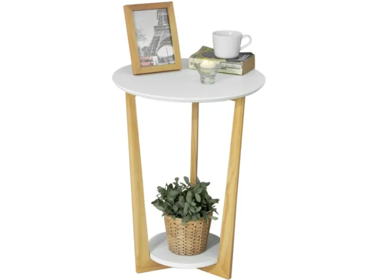 SoBuy Beistelltisch mit 2 Ablagen Couchtisch Balkontisch FBT52-WN* Tische