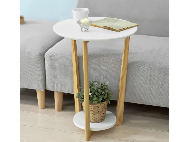 SoBuy Beistelltisch mit 2 Ablagen Couchtisch Balkontisch FBT52-WN* Tische