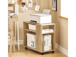 SoBuy Beistelltisch mit Rollen Couchtisch mit Ablagefächern Druckerregal FBT34-N* Sideboards