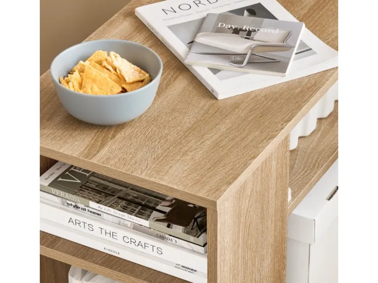SoBuy Beistelltisch mit Rollen Couchtisch mit Ablagefächern Druckerregal FBT34-N* Sideboards