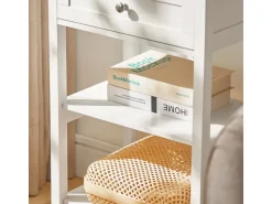 SoBuy Beistelltisch Nachttisch mit Schublade und 2 Ablagen 45x68x30cm Weiß FBT46-W* Tische