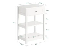 SoBuy Beistelltisch Nachttisch mit Schublade und 2 Ablagen 45x68x30cm Weiß FBT46-W* Tische