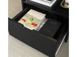 SoBuy Beistelltisch Nachttisch Nachtschrank mit 2 Schubladen Schwarz FRG258-SCH* Tische