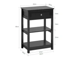 SoBuy Beistelltisch Nachttisch mit Schublade und 2 Ablagen 45x68x30cm Schwarz FBT46-SCH