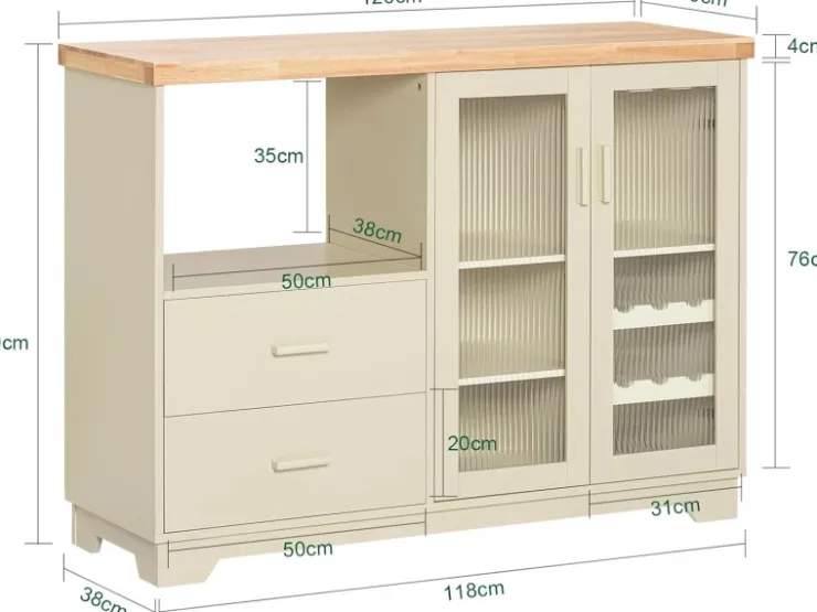 SoBuy Buffet Sideboard Küchenschrank Kommode Mikrowellenschrank FSB81-MI* Flaschenregale