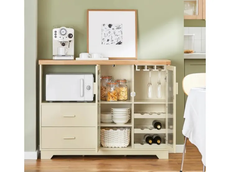 SoBuy Buffet Sideboard Küchenschrank Kommode Mikrowellenschrank FSB81-MI* Flaschenregale