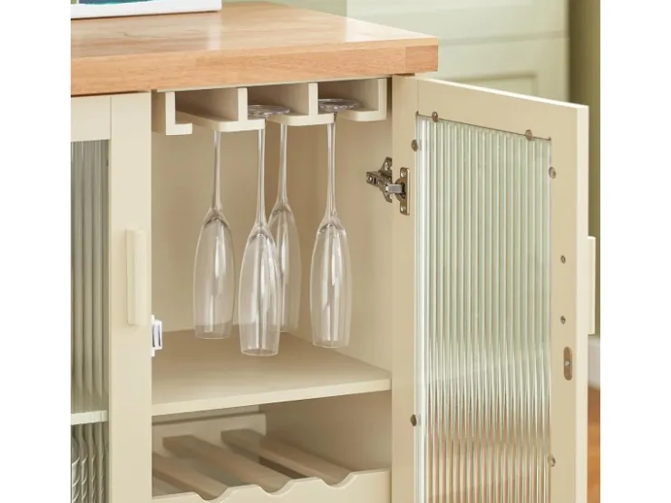 SoBuy Buffet Sideboard Küchenschrank Kommode Mikrowellenschrank FSB81-MI* Flaschenregale