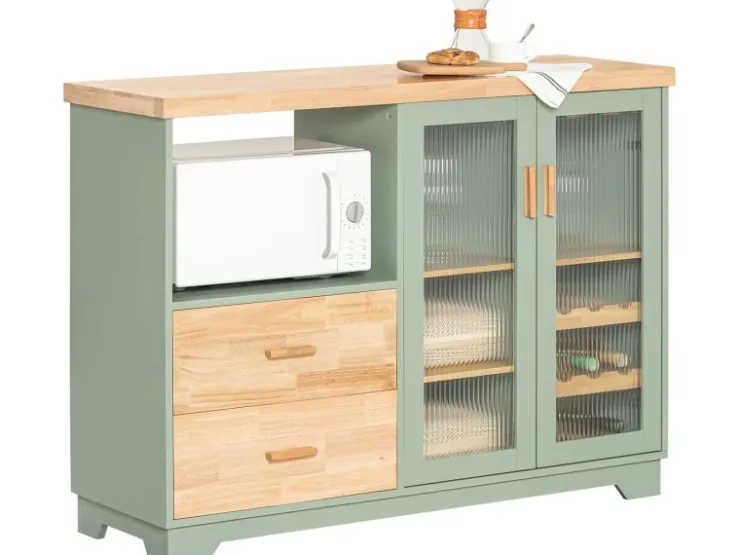 SoBuy Buffet Sideboard Küchenschrank Kommode Mikrowellenschrank FSB81-GR* Schränke