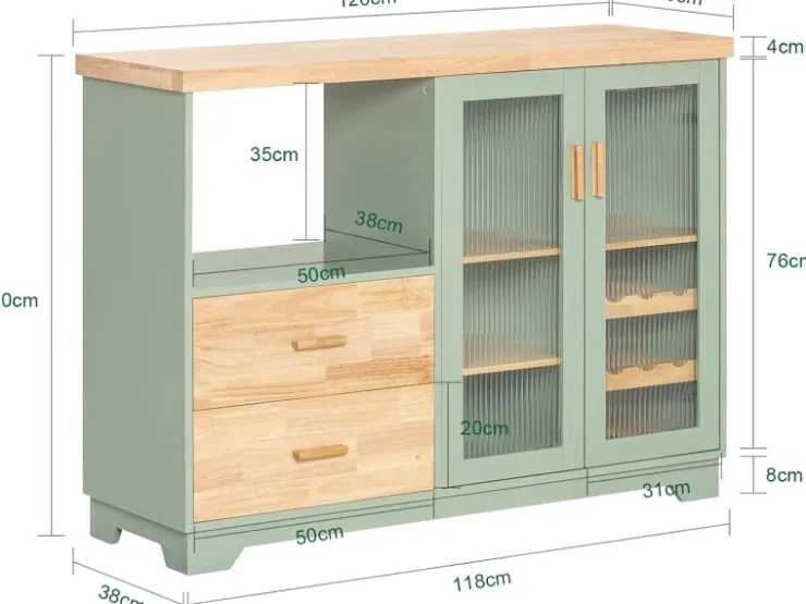 SoBuy Buffet Sideboard Küchenschrank Kommode Mikrowellenschrank FSB81-GR* Schränke
