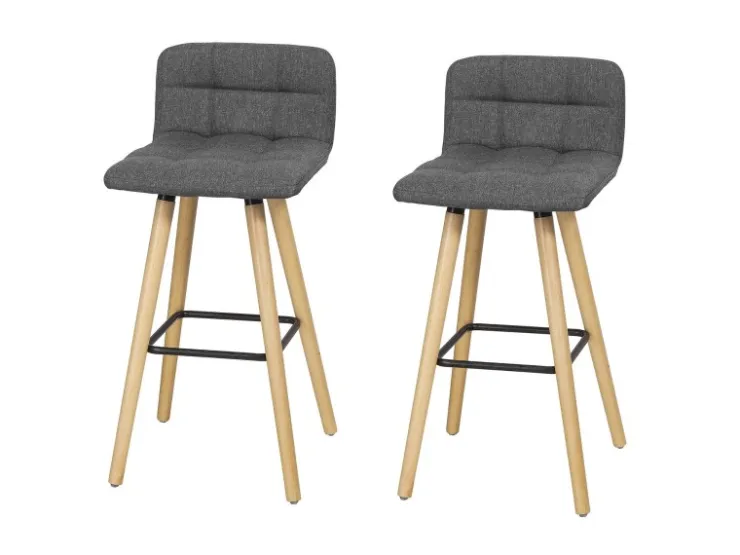 SoBuy 2er Set Barhocker Barstuhl Tresenhocker mit Rücklehne Grau FST50-DGx2* Hocker