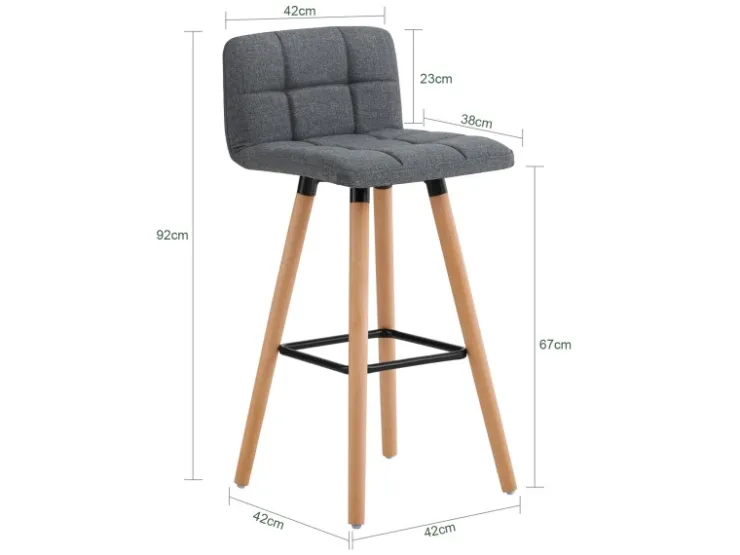 SoBuy 2er Set Barhocker Barstuhl Tresenhocker mit Rücklehne Grau FST50-DGx2* Hocker