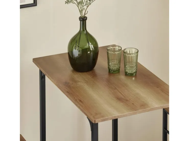 SoBuy Essgruppe Bartisch Set Esstisch mit 2 Barhockern Braun-Schwarz OGT10-PF* Tische|Hocker