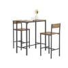 SoBuy Essgruppe Bartisch Set Esstisch mit 2 Stühlen Braun-Schwarz OGT03-XL* Hocker|Stühle
