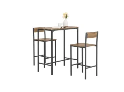 SoBuy Essgruppe Bartisch Set Esstisch mit 2 Stühlen Braun-Schwarz OGT03-XL* Hocker|Stühle