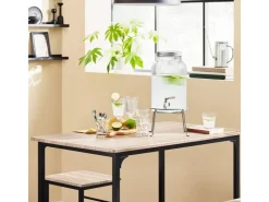 SoBuy Essgruppe Esstisch Set 5-teilig Bartisch mit 4 Hockern Natur-Schwarz OGT11-N