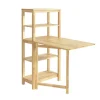SoBuy Esstisch mit Regalen Klapptisch Schreibtisch 98x126x60cm Natur FWT70-N* Tische