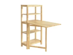 SoBuy Esstisch mit Regalen Klapptisch Schreibtisch 98x126x60cm Natur FWT70-N* Tische