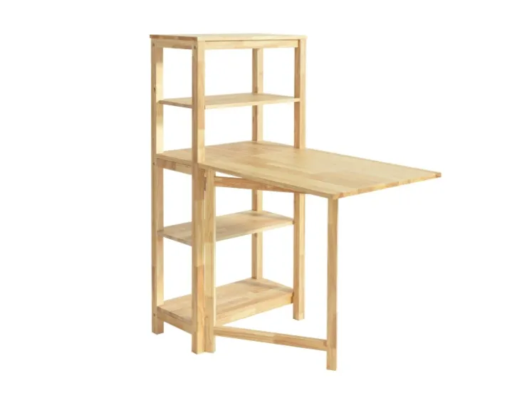 SoBuy Esstisch mit Regalen Klapptisch Schreibtisch 98x126x60cm Natur FWT70-N* Tische